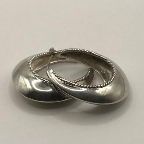 LC Sterling (925) Silver Chunky Hoop Earrings - Picture 7 of 10